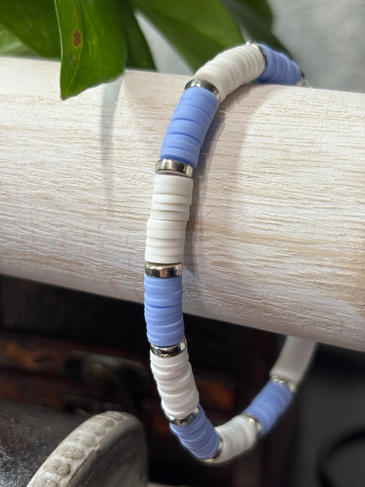 "Bluebell" - Handmade Clay Heishi Bead Stretch Bracelet