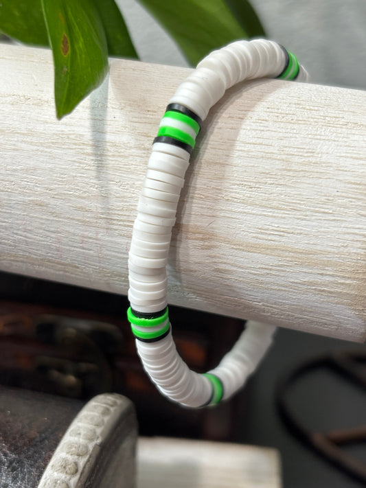 "Crisp Envy" - Handmade Clay Heishi Bead Stretch Bracelet