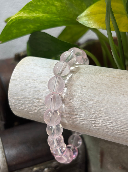 "Misty Pink" - Handmade Glass Beaded Stretch Bracelet