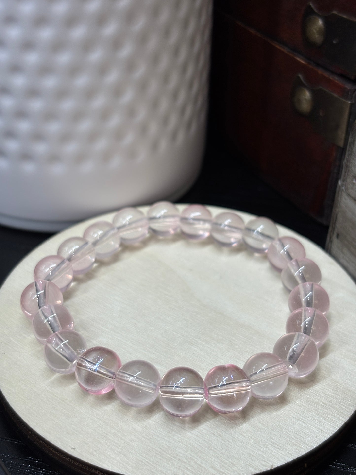 "Misty Pink" - Handmade Glass Beaded Stretch Bracelet