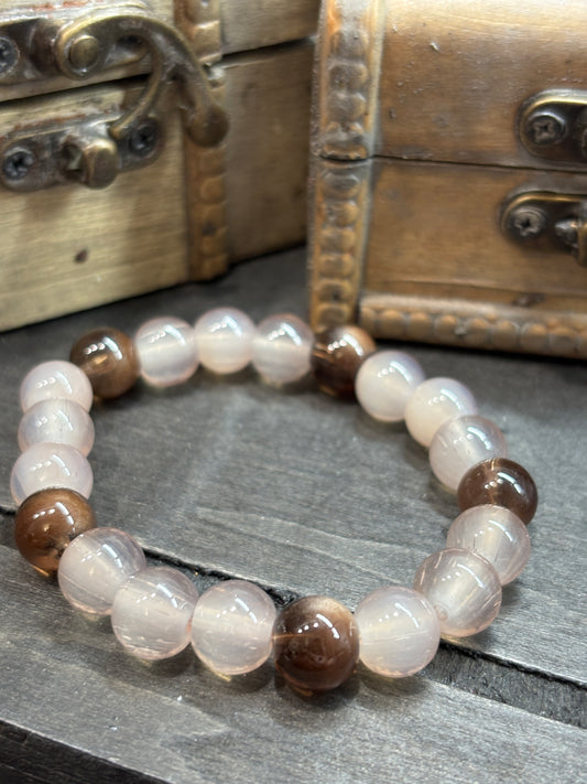 "Sand & Stone II" - Handmade Glass Beaded Stretch Bracelet