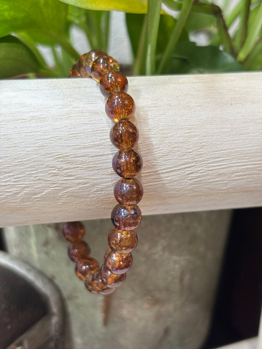 "Amber" - Handmade Glass Beaded Stretch Bracelet