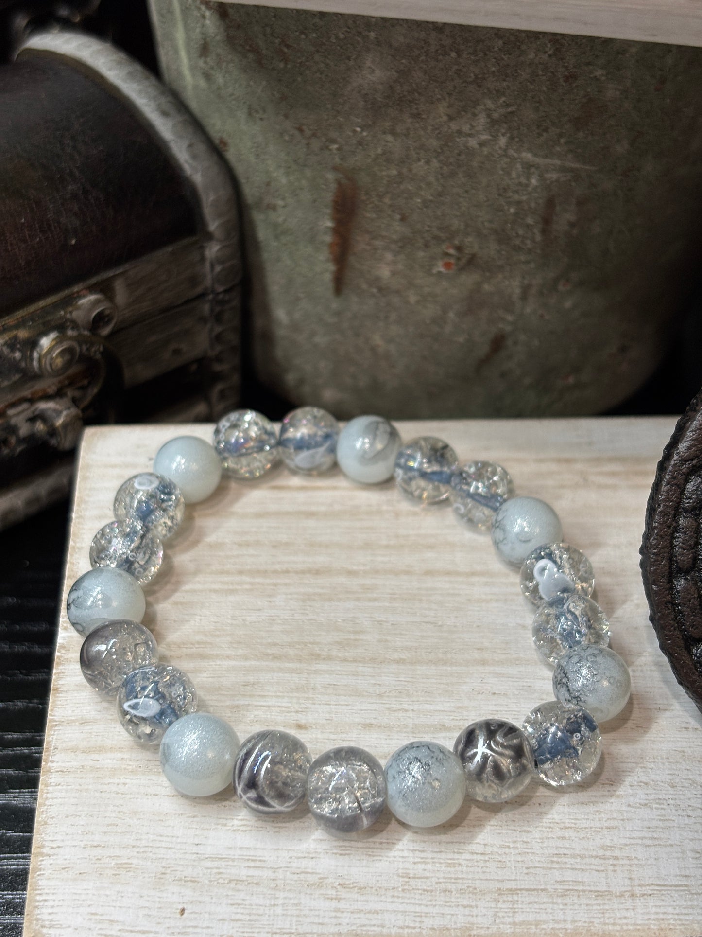 "Addison" - Handmade Glass Beaded Stretch Bracelet