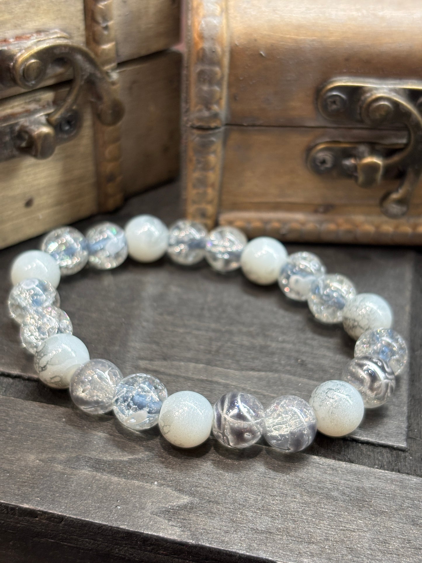 "Addison" - Handmade Glass Beaded Stretch Bracelet