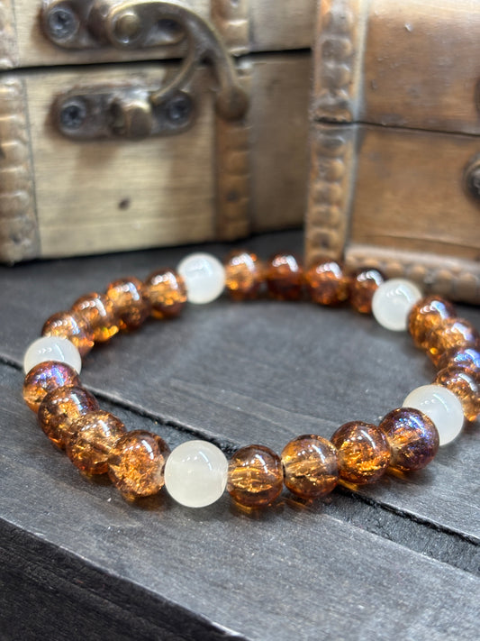 "Amber II" - Handmade Glass Beaded Stretch Bracelet