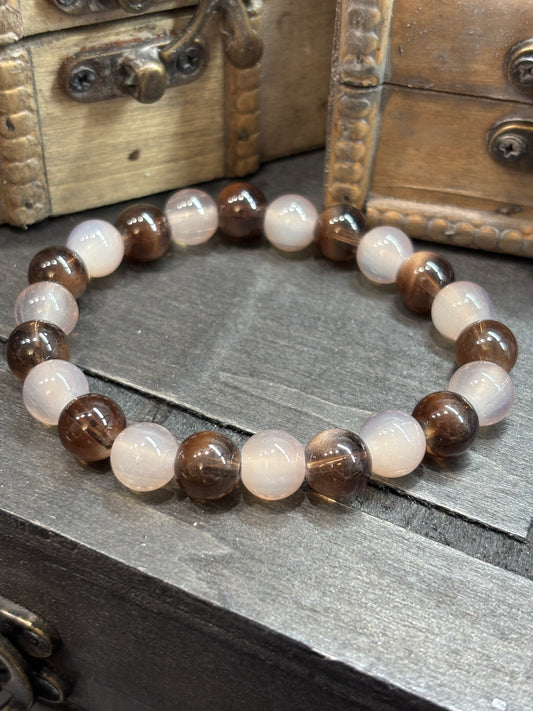 "Sand & Stone" - Handmade Glass Beaded Stretch Bracelet