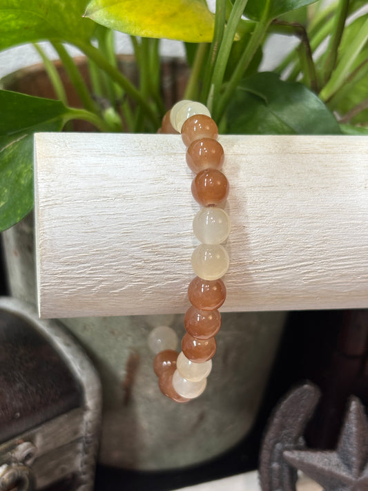 "Tawny III" - Handmade Glass Beaded Stretch Bracelet