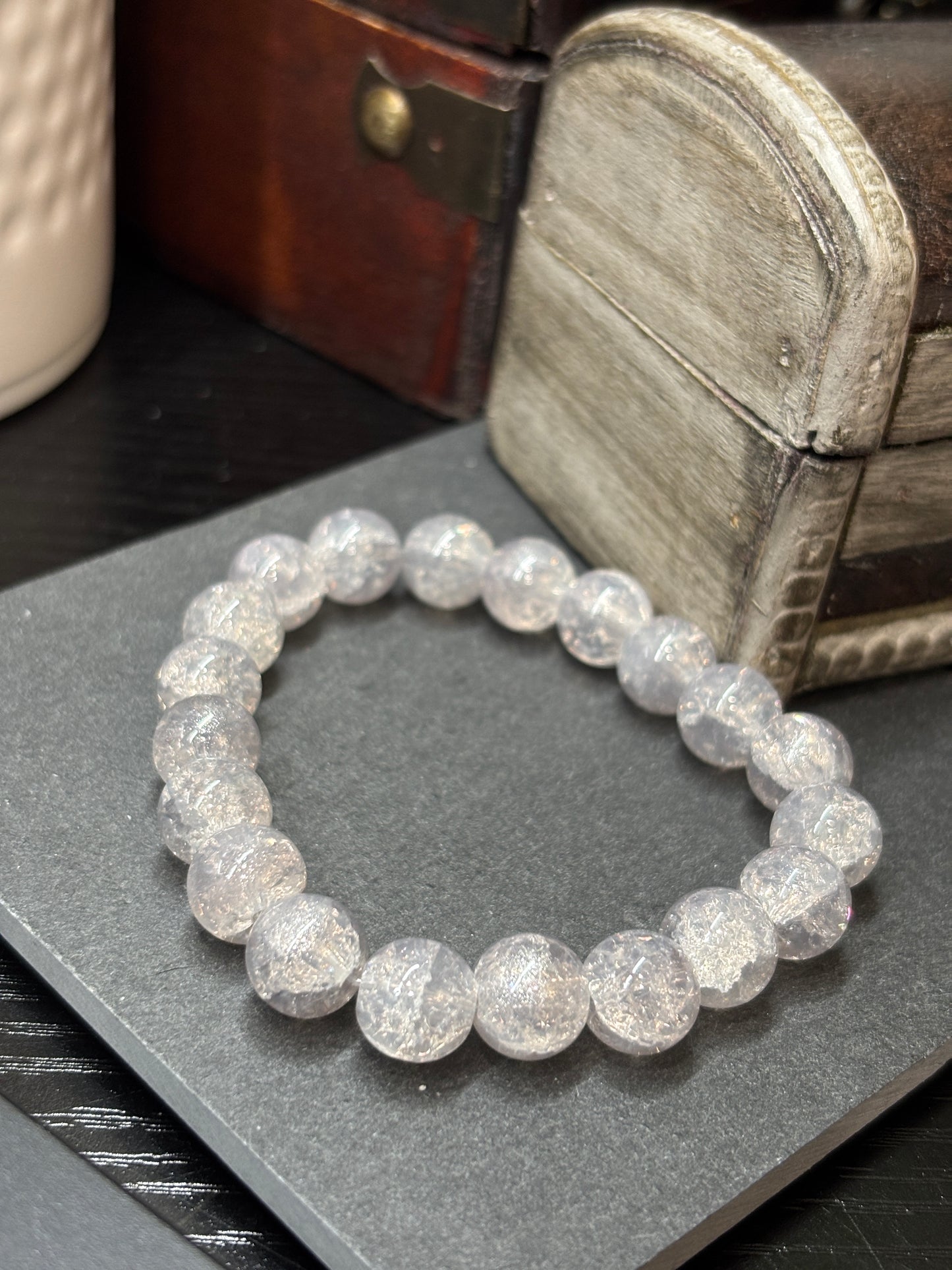 Crystal  Handmade Glass Beaded Stretch Bracelet - 2