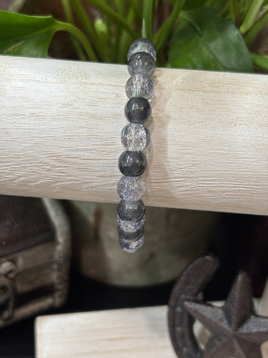 "Midnight" - Handmade Glass Beaded Stretch Bracelet