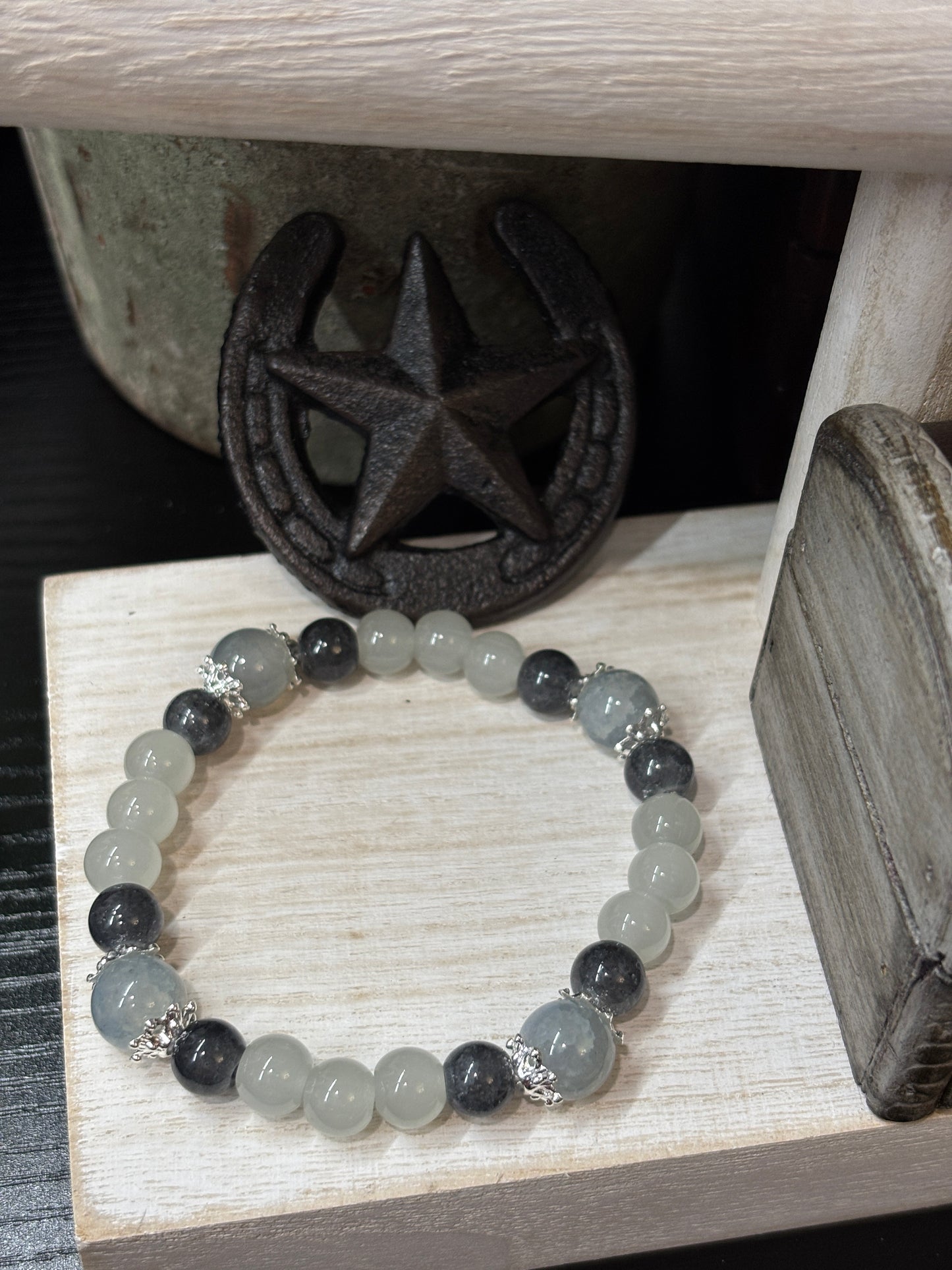 "Grace II" - Handmade Glass Beaded Stretch Bracelet