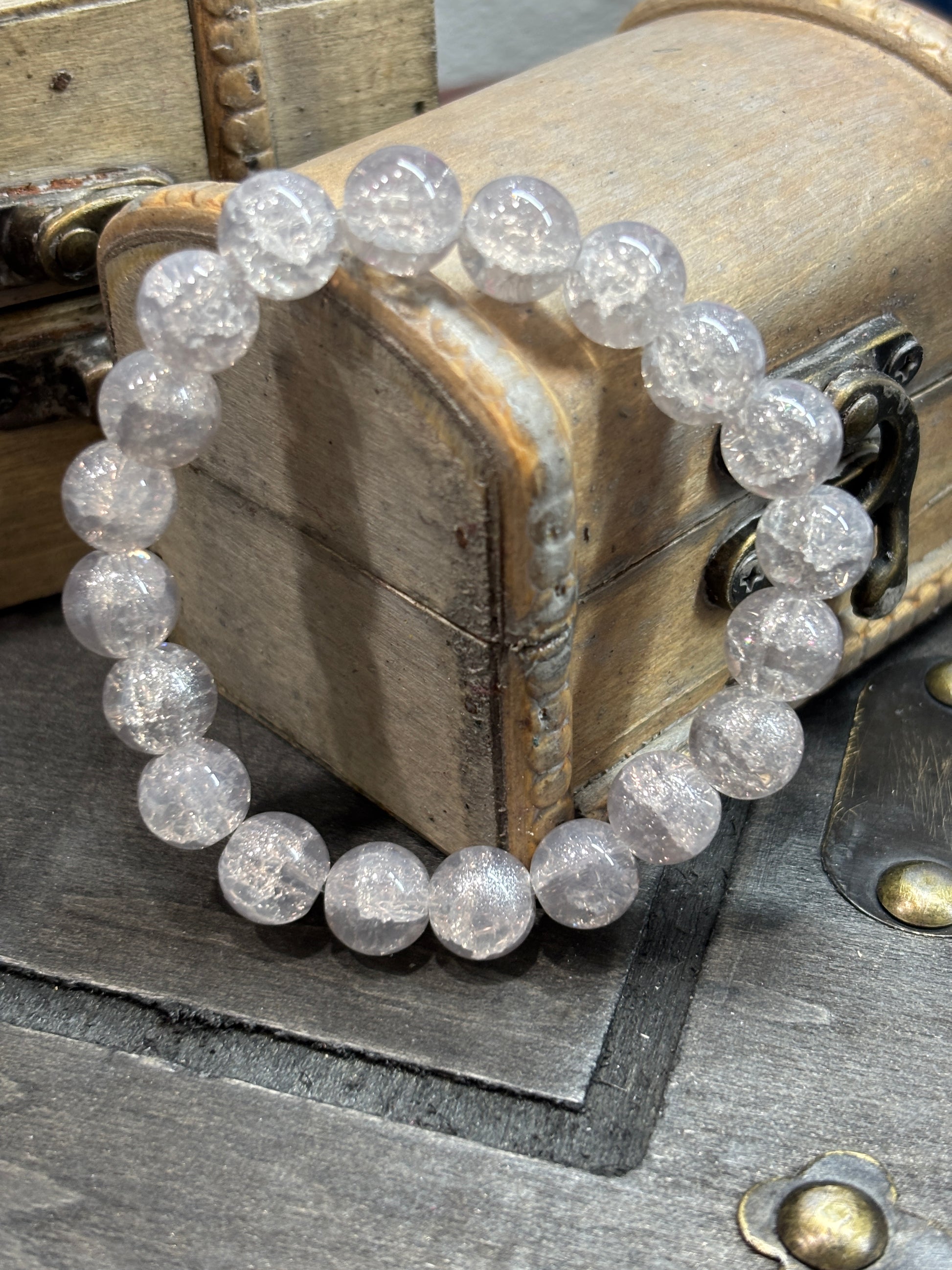 Crystal  Handmade Glass Beaded Stretch Bracelet - 4