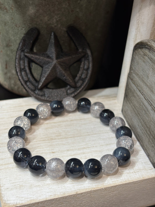 "Iris II" - Handmade Glass Beaded Stretch Bracelet