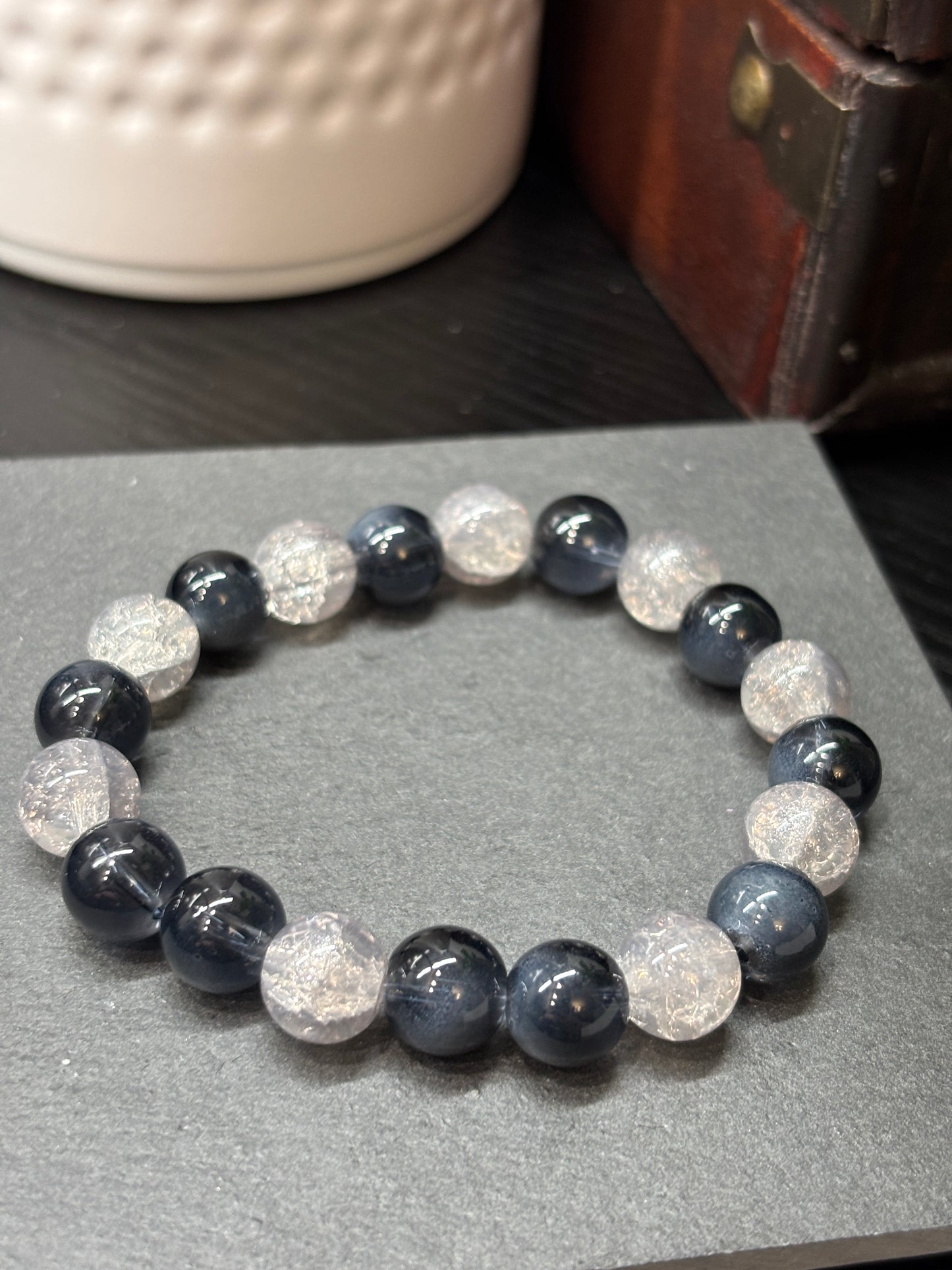"Iris II" - Handmade Glass Beaded Stretch Bracelet
