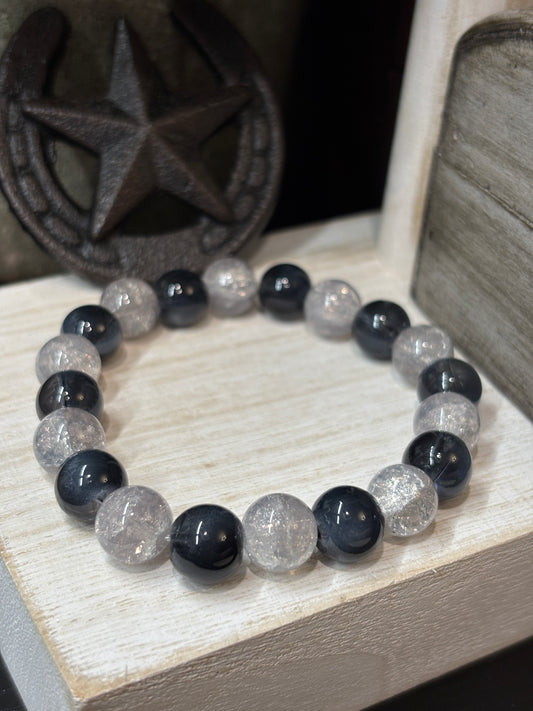 "Iris III" - Handmade Glass Beaded Stretch Bracelet