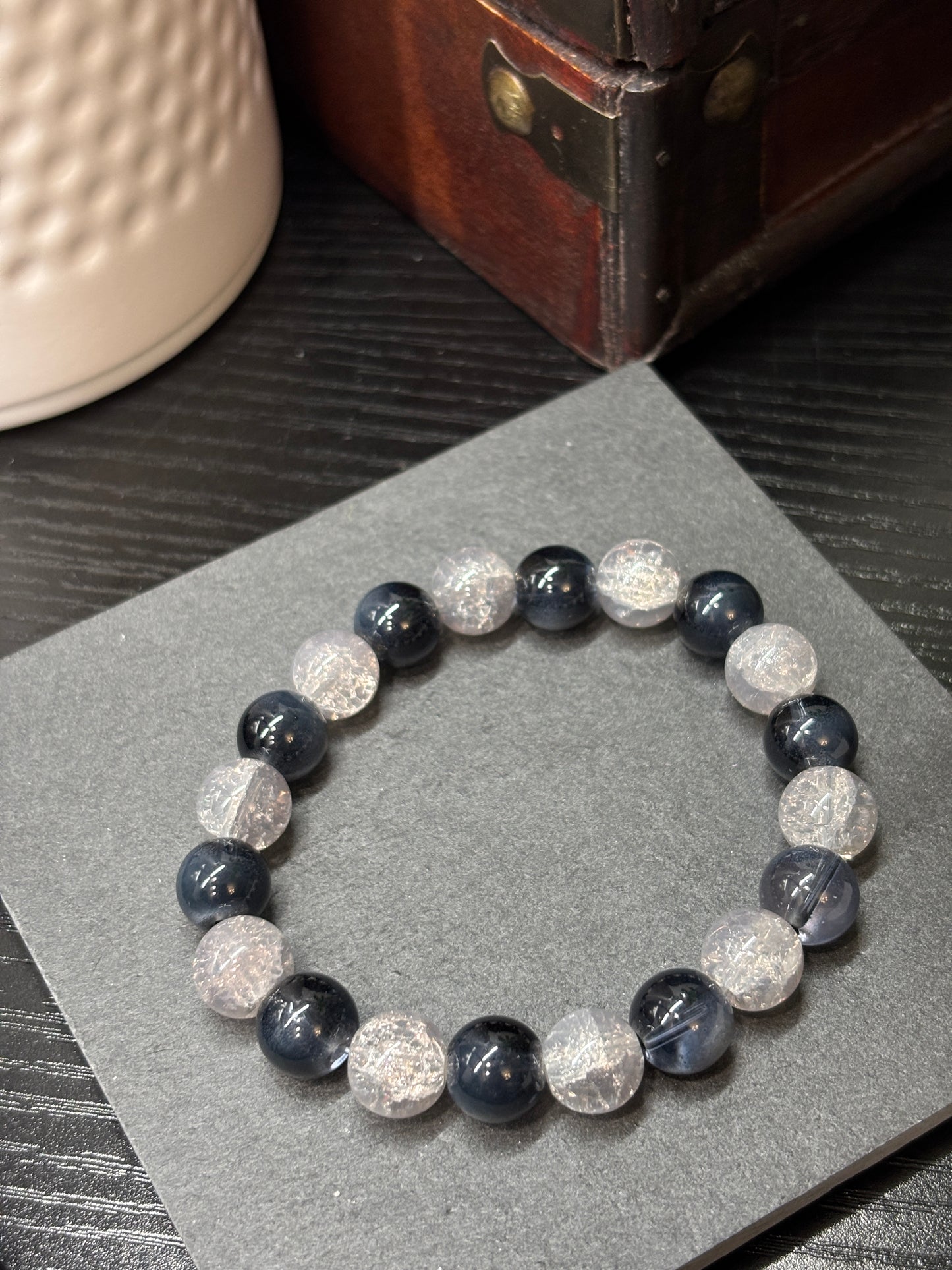 "Iris III" - Handmade Glass Beaded Stretch Bracelet
