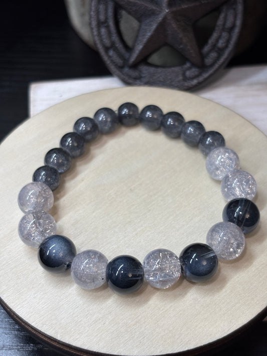 "Iris" - Handmade Glass Beaded Stretch Bracelet