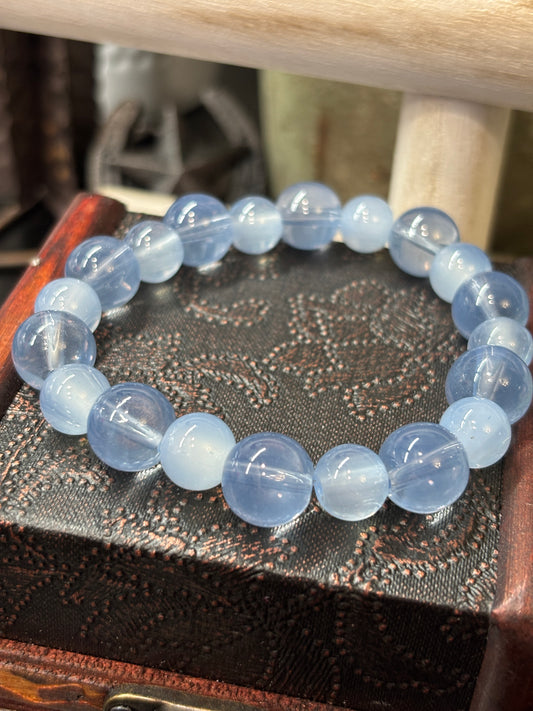 "Blue Iris" - Handmade Glass Beaded Stretch Bracelet