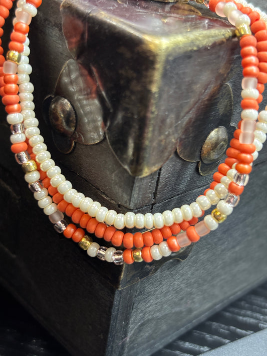 "Blush Earth" - Handmade Seed Bead Stretch Bracelet Set of 3
