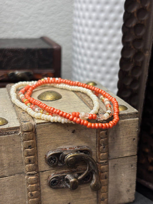 "Sunkissed Aura" - Handmade Seed Bead Stretch Bracelet Set of 3