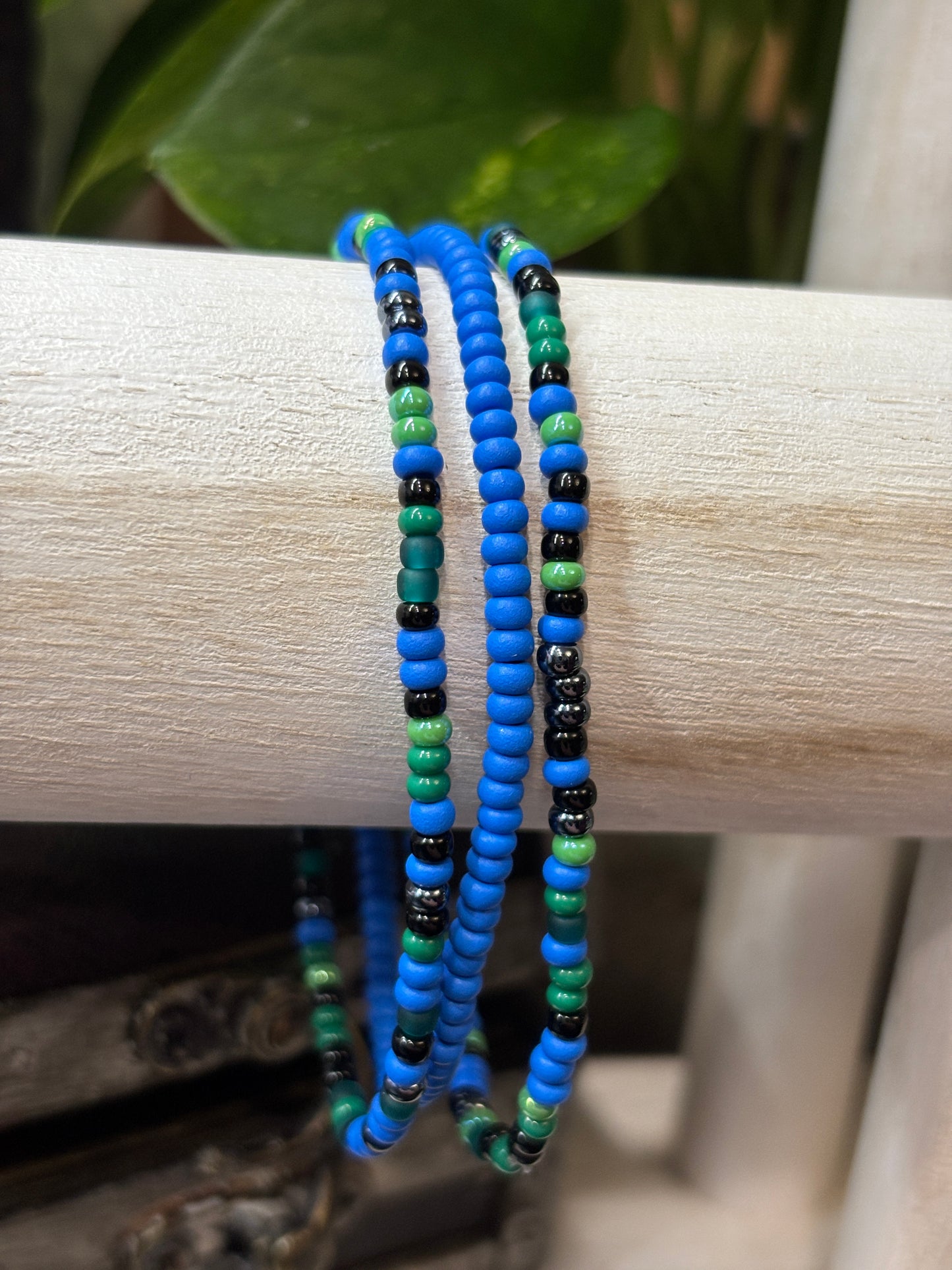 "Tide & Vine" - Handmade Seed Bead Stretch Bracelet Set of 3