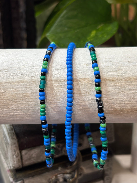 "Tide & Vine" - Handmade Seed Bead Stretch Bracelet Set of 3