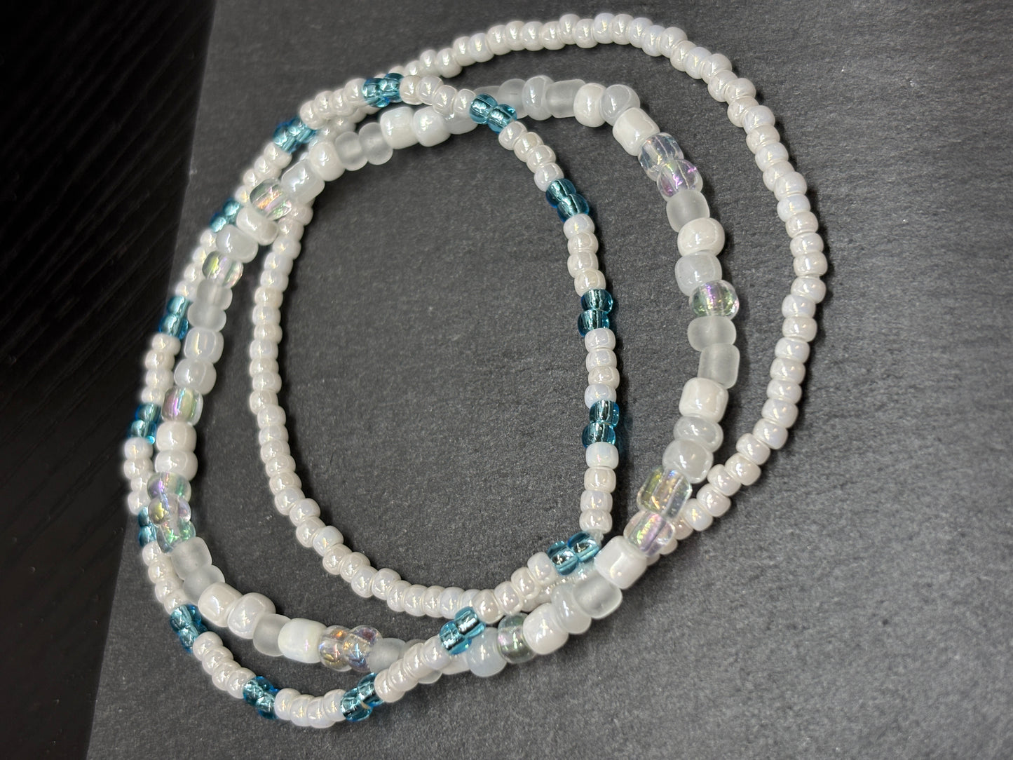 "Cloud Kiss" - Handmade Seed Bead Stretch Bracelet Set of 3