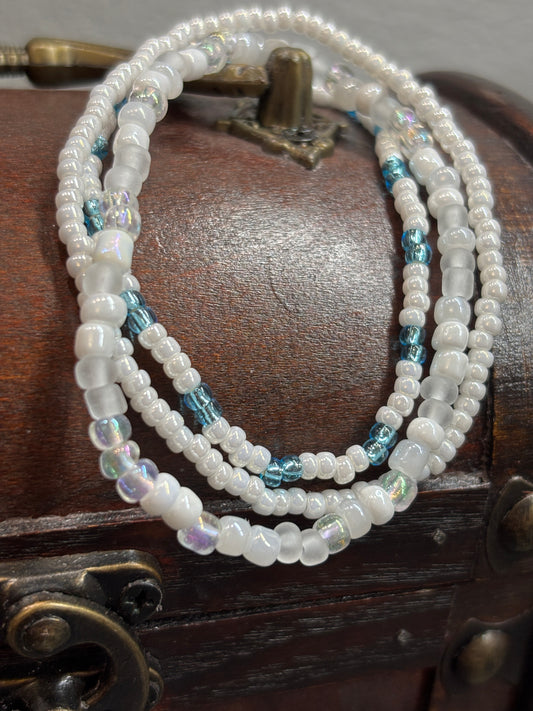 "Cloud Kiss" - Handmade Seed Bead Stretch Bracelet Set of 3