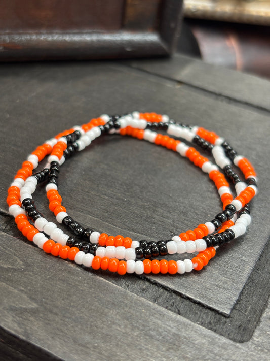 "Candy Coal" - Handmade Seed Bead Stretch Bracelet Set of 3