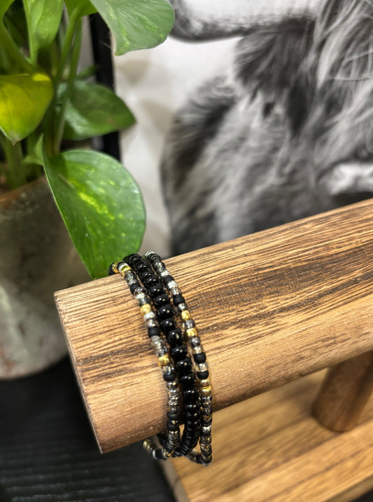 "Urban Guild" - Handmade Seed Bead Stretch Bracelet Set of 3
