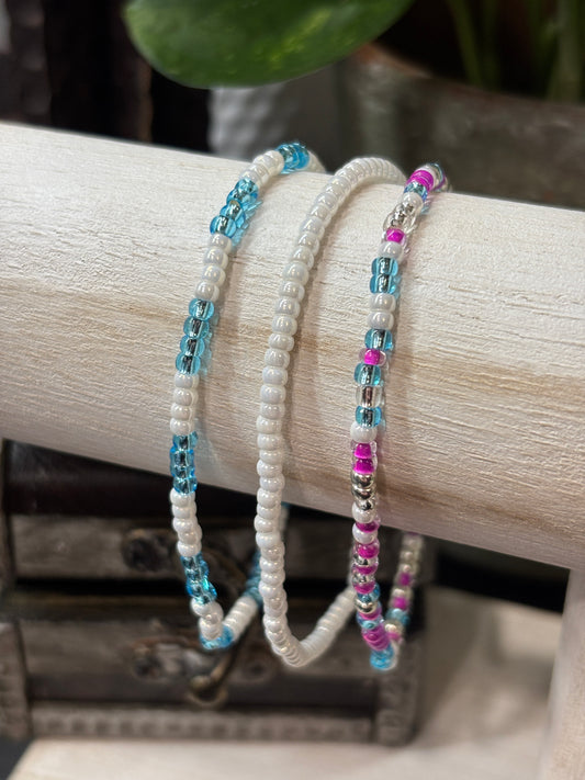 "Fairy Dust" - Handmade Seed Bead Stretch Bracelet Set of 3