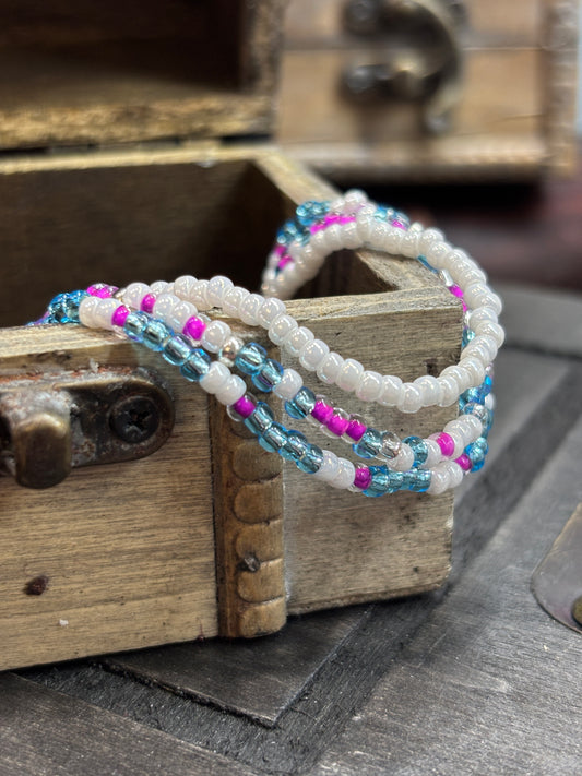 "Blushing Twilight" - Handmade Seed Bead Stretch Bracelet Set of 3