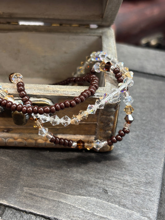 "Brown Sugar" - Handmade Seed Bead Stretch Bracelet Set of 3