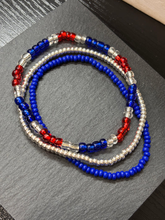 "Sailor's Flame" - Handmade Seed Bead Stretch Bracelet Set of 3