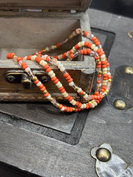 "Woven Warmth" - Handmade Seed Bead Stretch Bracelet Set of 3