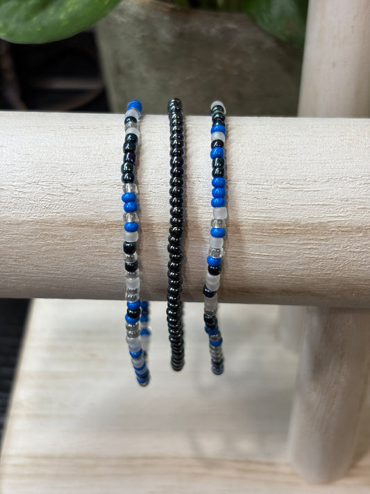 "Ice Drift" - Handmade Seed Bead Stretch Bracelet Set of 3