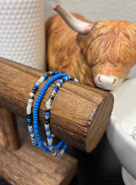 "Shadow Glacier" - Handmade Seed Bead Stretch Bracelet Set of 3