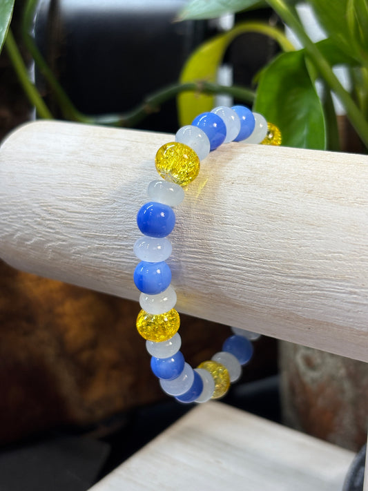 "Bluebonnet" - Handmade Glass Beaded Stretch Bracelet