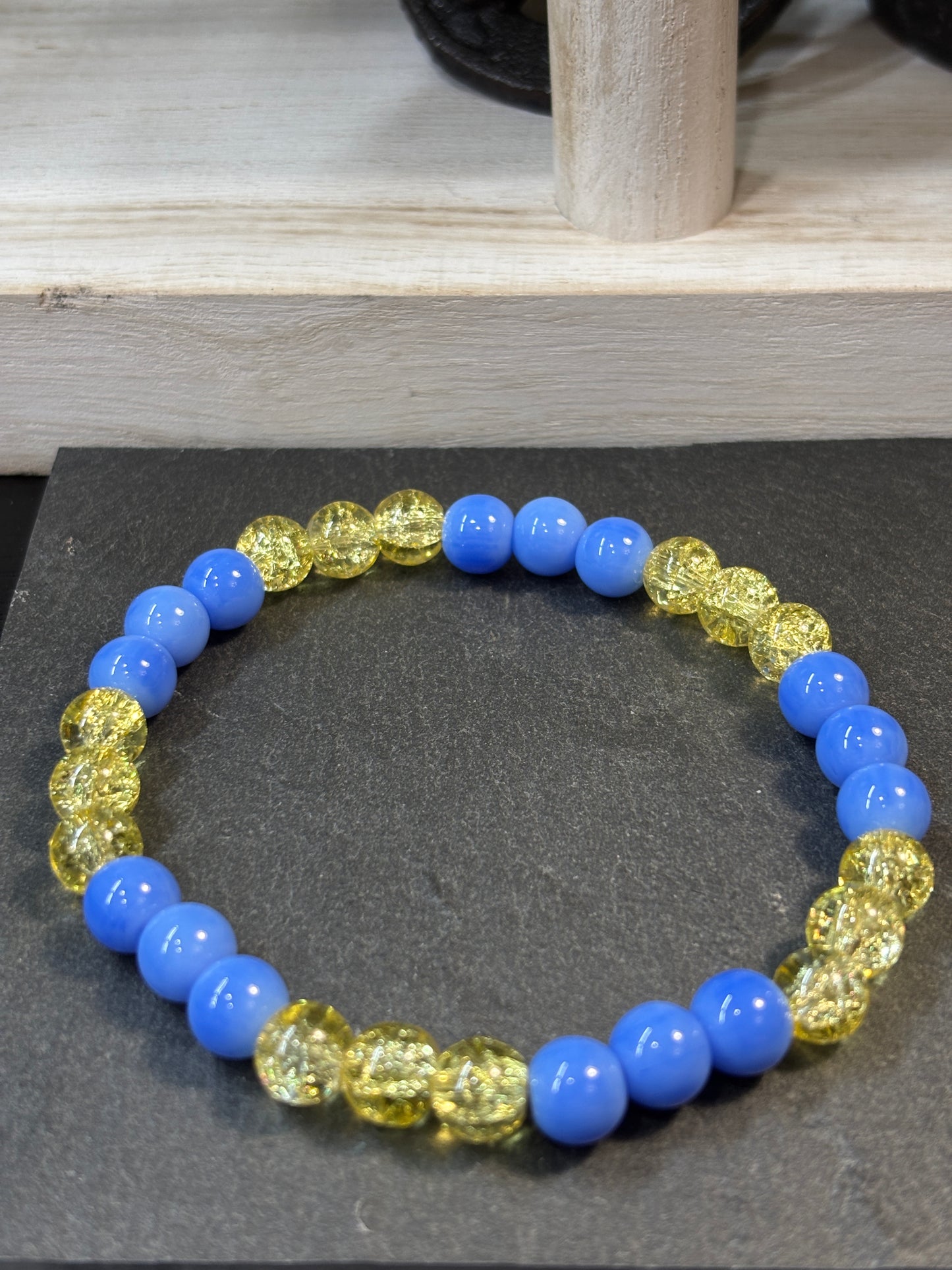 Texas Spring II  Handmade Glass Beaded Stretch Bracelet - 3