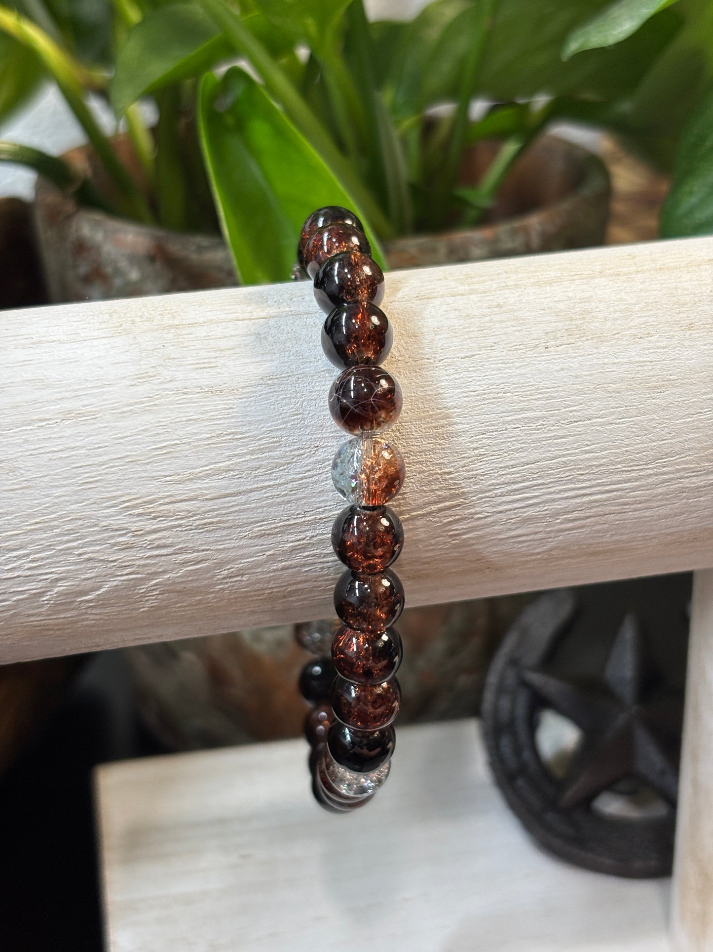 Cocoa  Handmade Glass Beaded Stretch Bracelet - 2