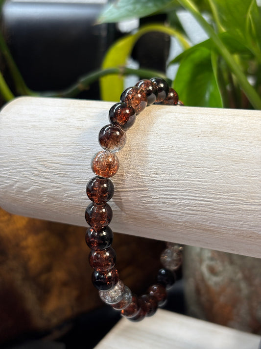 "Cocoa" - Handmade Glass Beaded Stretch Bracelet