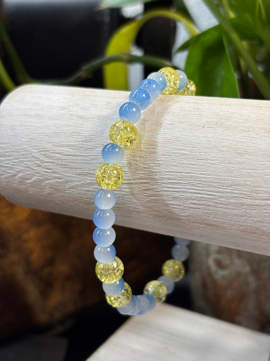 "Texas True" - Handmade Glass Beaded Stretch Bracelet