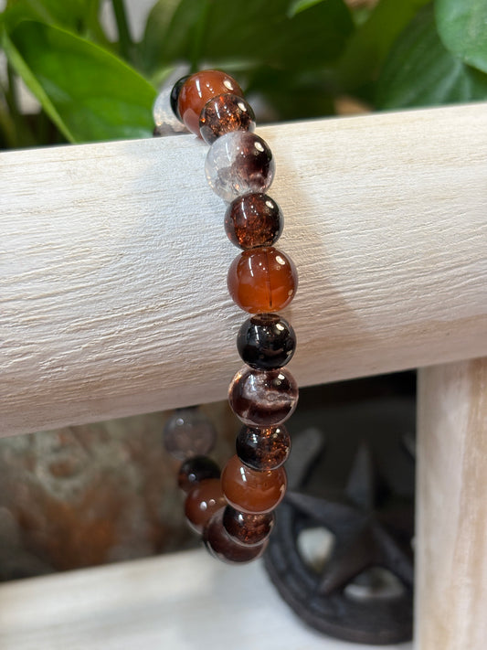 "Iced Mocha" - Handmade Glass Beaded Stretch Bracelet
