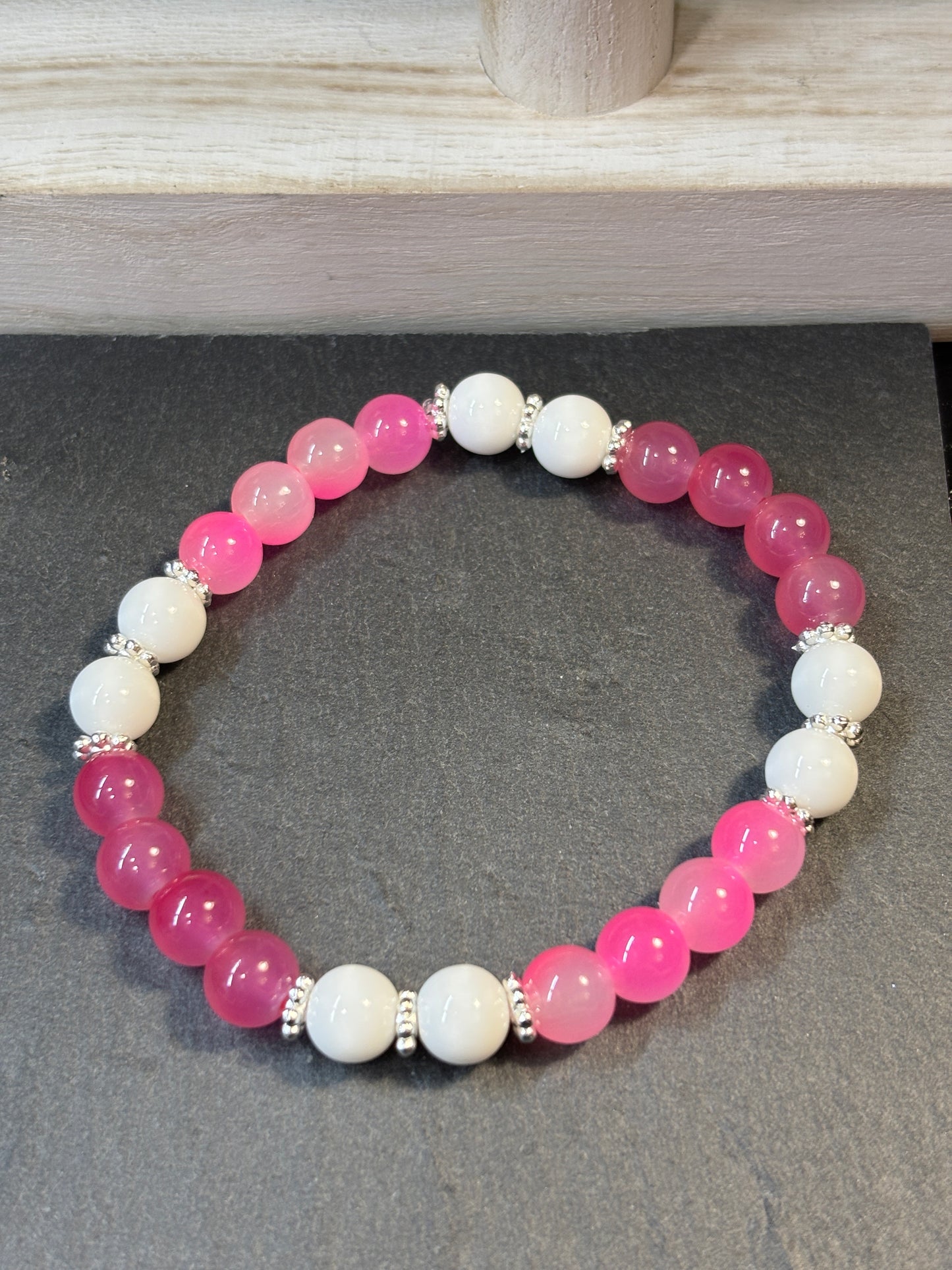 "Penny II" - Handmade Glass Beaded Stretch Bracelet