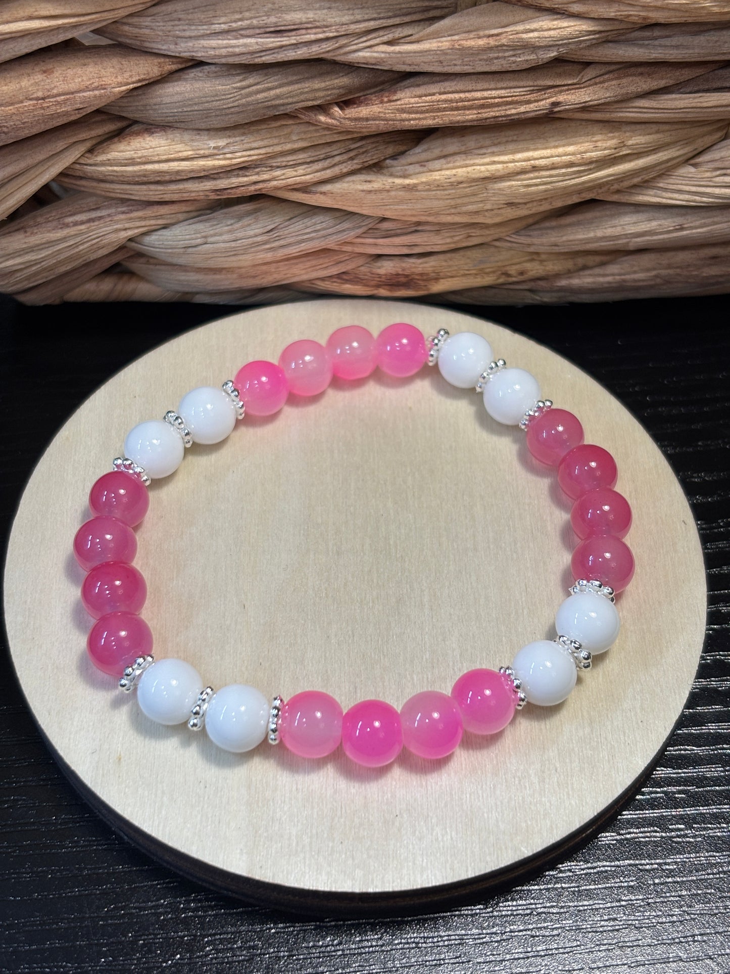 "Penny II" - Handmade Glass Beaded Stretch Bracelet