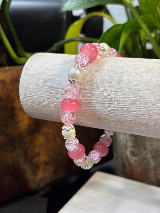 "Ashleigh" - Handmade Glass Beaded Stretch Bracelet