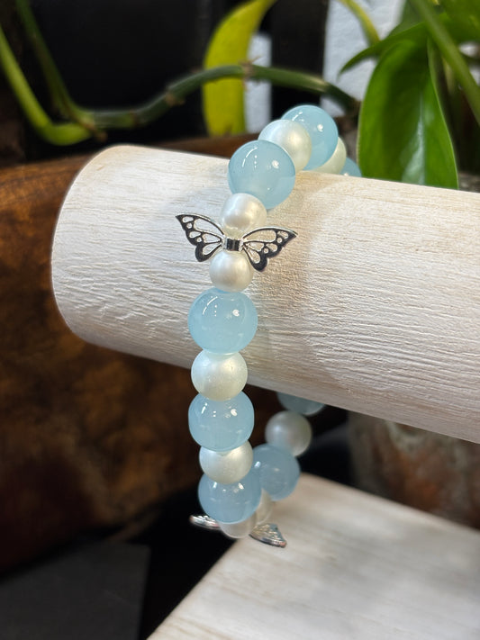 "Flutter" - Handmade Glass Beaded Stretch Bracelet