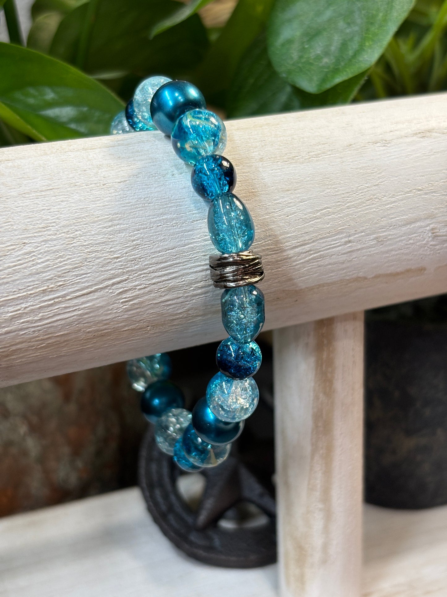 "Ocean Tide" - Handmade Glass Beaded Stretch Bracelet