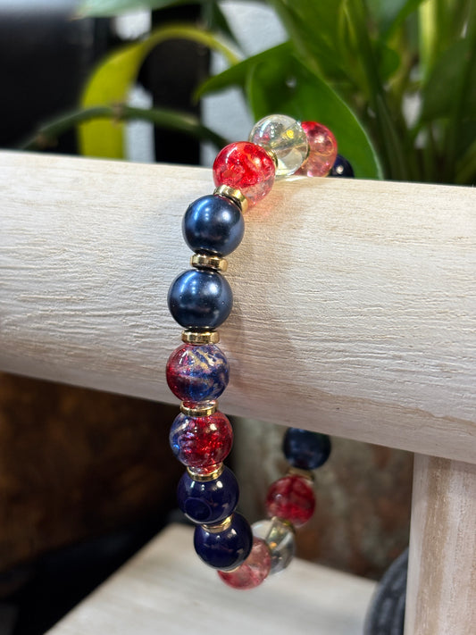 "Freedom" - Handmade Glass Beaded Stretch Bracelet