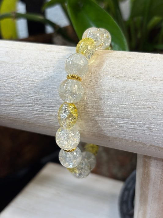 "Lemon" - Handmade Glass Beaded Stretch Bracelet
