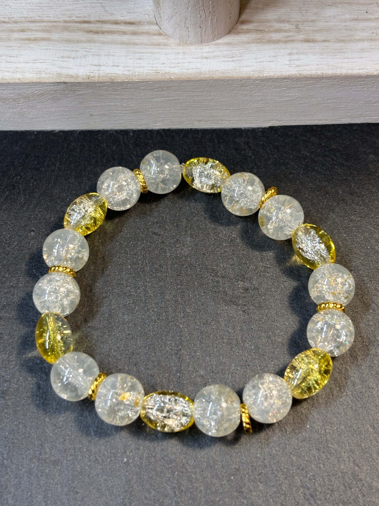 Lemon  Handmade Glass Beaded Stretch Bracelet - 3